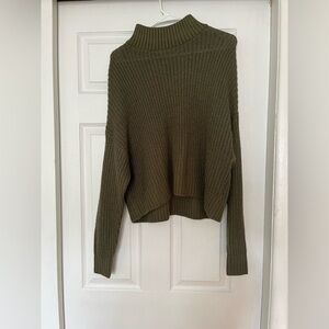 Divided Dark Olive Green Cowl Turtleneck Sweater